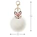 JOUDOO Rabbit Ball Keychain with Rhinestone Fox Head Keyring GJ-001 (White 1)