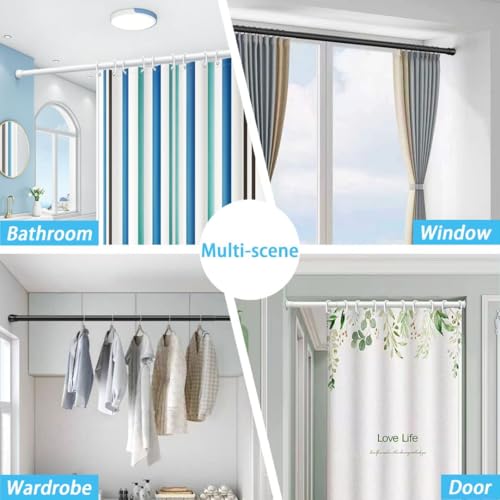 1PC Tension Rod No Drill Shower Curtain Pole Extendable Curtain Poles Shower Curtain Rail for Bathroom, Window, Door, Wardrobe, 83-160CM/32.68-62.99Inch(Diameter:25mm) White