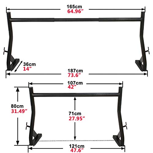 Rack Heavy-Duty Economical Light Carrying Wood Ladders Other Construction Support 500 lbs Up for Hauling ladders, lumbers, Pipes, and Other Long & Big Items 650LB Universal Pick Up Truck Flat Rack