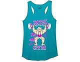 Ripple Junction Rick and Morty Ricks Gym - Neon Beach Junior Racerback Tank Top Medium Caribbean Blue