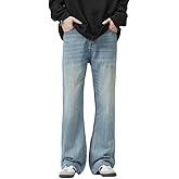 Y2k Baggy Flared Jeans Men 90s Vintage Bell Bottom Jeans Loose Fit Grunge Pants Casual Wide Leg Skater Denim Pants