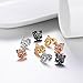 U7 Cat Stud Earrings for Teen Rose Gold Plated Rhinestone Crystal Kitty Jewelry Hypoallergenic Silver Post Cute Animal Studs Earrings for Women
