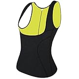 QEESMEI Women Neoprene Sauna Sweat Waist Trainer Vest Gym Workout Body Shaper Tank Top Shirt (Black, Large)