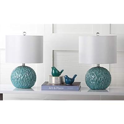 SAFAVIEH Lighting Collection Robinson Coastal Beach House Coral Reef Light Blue Round 21-inch Bedroom Living Room Home… 41J4Ftc20DL