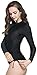 ilishop Women's UV Sun Protection Long Sleeve Rash Guard Wetsuit Swimsuit Top Black L-US8