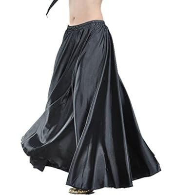MUNAFIE Belly Dance Satin Skirt Arabic Halloween Shiny Skirt Fancy Full Skirt US0-14
