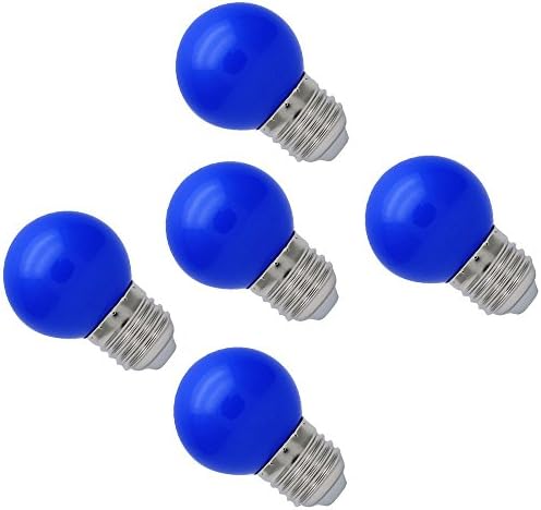 5 Pack of E27 Screw Cap Coloured Light Bulbs Lamps Blue For Outdoor Patio Party Christmas [Energy Class A+]
