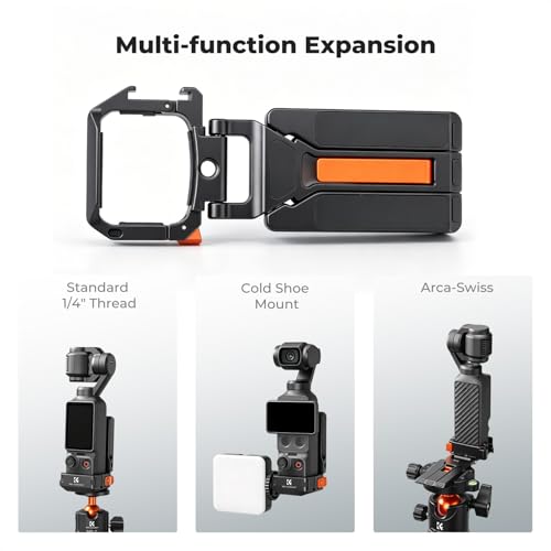 K&F CONCEPT PP63 Marco de Expansión Magnético para dji Osmo Pocket 4/3, Jaula Protectora de Aleación de Aluminio con Diseño de Liberación Rápida, Zapata Fría y Montaje de Tornillo 1/4"