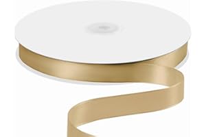 Quhora 5/8" x 100 Yards Satin Ribbon - Champagne Gold Silk Ribbon with Spool - Ideal for Gift Wrapping, Floral Bouquets, Crafts, Wedding Party Decorations, Christmas and Sewing Projects