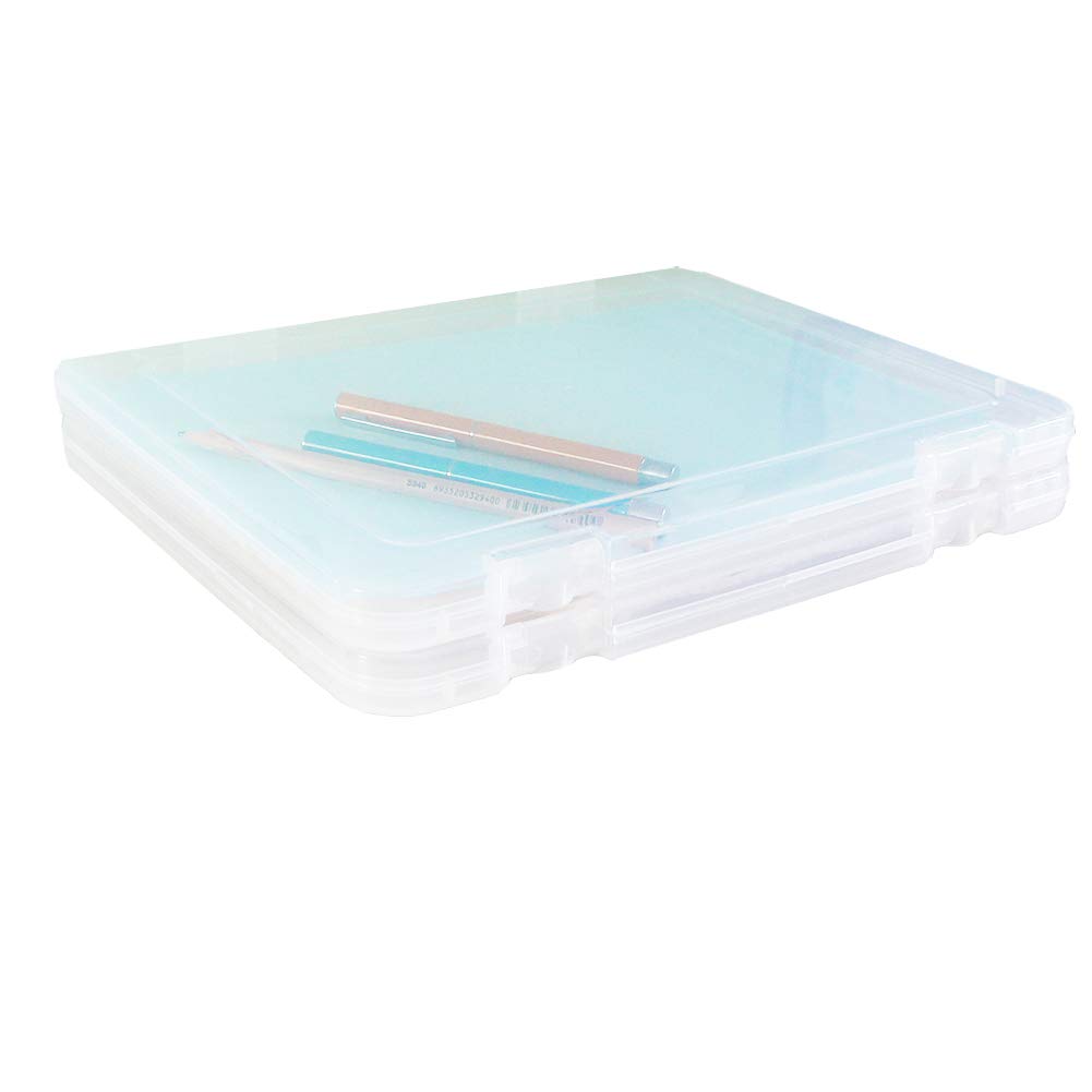 Portable A4 file Box Transparent plastic box Office Supplies Holder Document Paper Protector Desk Paper Organizers Case PP Storage Collections Container Magazine Organizers Box Case (2PCS)