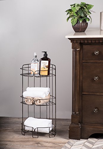Free Standing Bathroom Storage Corner Caddy, Black Nickel, by AMG