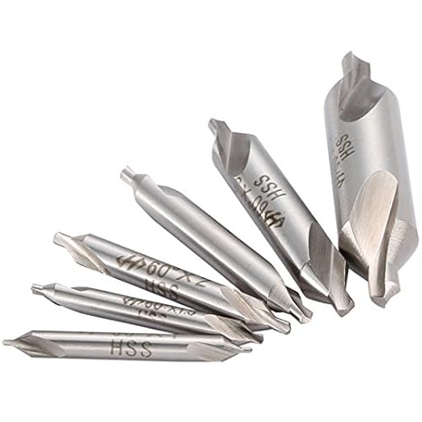 Generic 6 Pieces Electrical HSS Combination Center Drills Countersinks Drill Bit Set Lathe Mill 60 Degree Angle 5/3/2.5/2/1.5/1mm