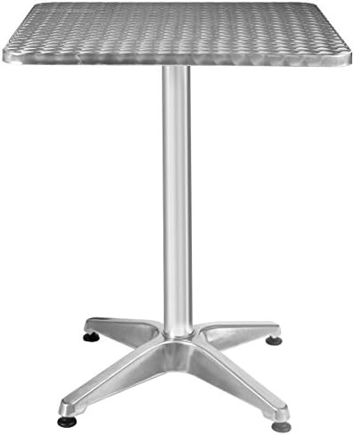 Z3Z Aluminum Stainless Steel Square Table 23 1/2" Patio Pub Restaurant Adjustable