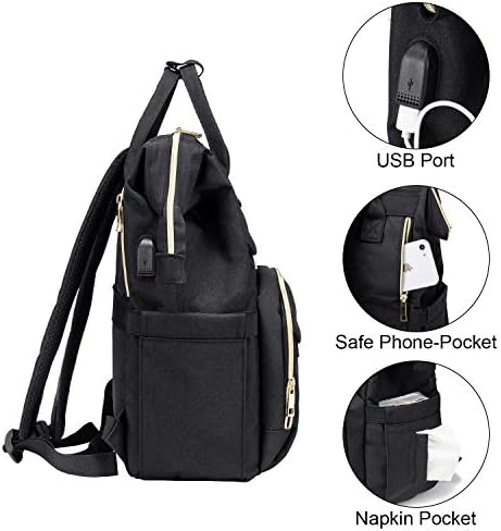 Laptop Backpack for Women Fashion Travel Bags Business Computer Purse Work Bag with USB Port, Black 4 Laptop Backpack for Women Fashion Travel Bags Business Computer Purse Work Bag with USB Port, Black