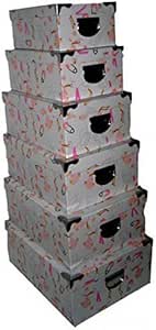 Set De 6 Cajas Cartón Decoradas Cigüeña Rosa con ...