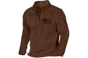 H HYFOL Men's USA Flag Graphic Pocket Pullover American Patriotic 1/4 Zip Stand Collar Long Sleeve Sweatshirts