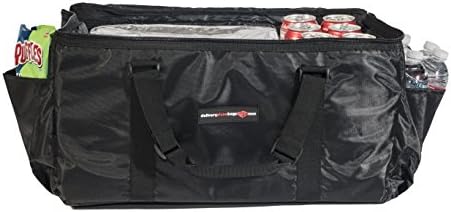 Insulated Nylon Food Delivery Carrier Bag with Durable Zipper - Best for Commercial Restaurant Use - 22in x 13.5in x 11in - Large Black