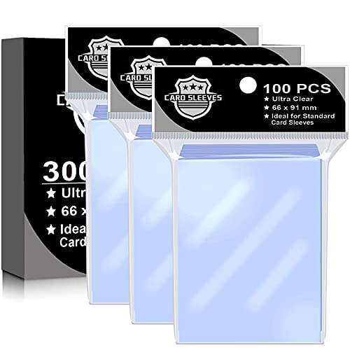300Pcs Clear Trading Card Sleeves,Standard Size 61x99mm Top Loaders Fit