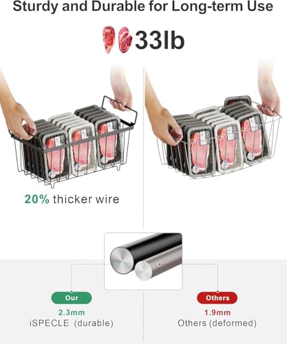 Deep Freezer Organizer Bins, Stackable Chest Freezer Organizer Bins for 7 Cu Ft Chest Freezers Organization, Wire Basket for Sorting Frozen Food (6 PCS)