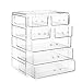Casafield Acrylic Cosmetic Makeup Organizer & Jewelry Storage Display Case - 3 Large, 4 Small Drawer Set - Clear