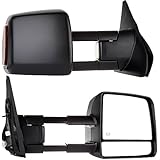 SCITOO fit Toyota Towing Mirrors Black Rear View Mirrors fit 2007-2016 Toyota Tundra Truck with Larger Glass Power Control, Heated Turn Signal Manual Extending and Folding