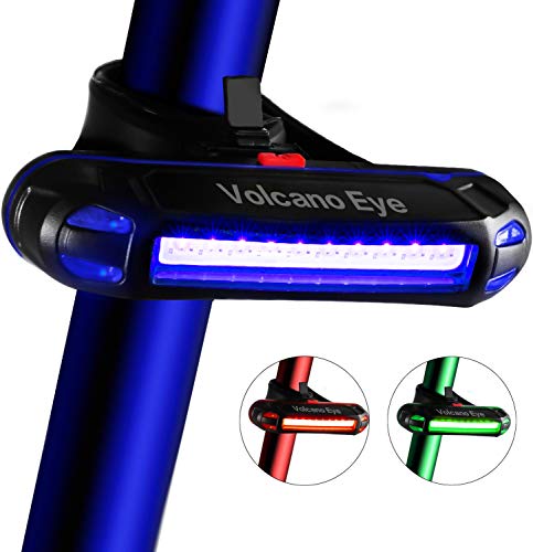 Volcano Eye Bike Rear Tail Light, USB Rechargeable LED Safety Light for Bicycle, Ultra Bright Waterproof Cycling Taillight, Red/Green/Blue 7 Light Modes Fits on Any Road or Mountain Bike - Thumbnail 7