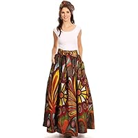 Sakkas 16317 - Asma Convertible Traditional Wax Print Adjustable Strap Maxi Skirt | Dress - 501-Multi - OS