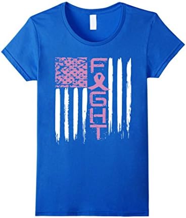 Womens Fight cancer awareness t-shirt breast cancer shirt Pink XL Royal Blue