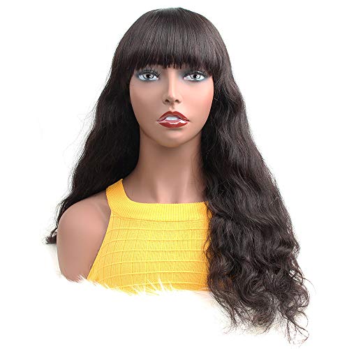 ISEE-Hair-Young-Loose-Wave-Human-Hair-Wigs-with-Bangs-For-Black-Women-Brazilian-Virgin-Hair-Non-Lace-Front-Wigs-Glueless-Machine-Made-Wigs-150-Density-Natural-Color-26-Inch