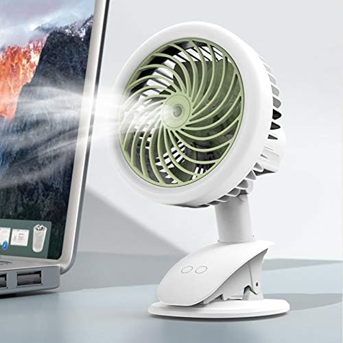 Blingbelle Battery Clip On Fan,Auto Oscillation Water Misting Fan,Rechargeable Battery Stroller Fans,Portable Desk Fans for Hot Weather Summer Outdoor Travel (White)