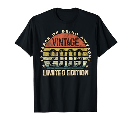 Vintage 2009 Limited Edition 16-Year-Old Gifts 16th Birthday T-Shirt