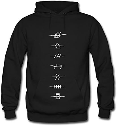 Yuanfang Nong men's Naruto Shippuden Anti Village Symbols Sweatshirt Hoodie XL Black
