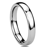4MM Stainless Steel Wedding Band Ring High Polished Classy Domed Ring (5 to 11) For Unisex Women & Men