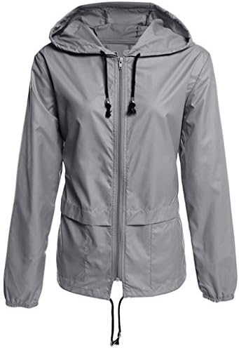Women Solid Rain Jacket Outdoor Plus Size Waterproof Hooded Windproof Loose Windbreak Coat