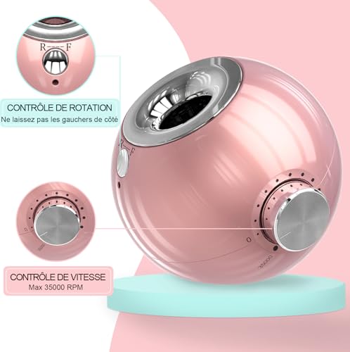 Delanie Professional Electric Nail Sander 35000RPM for Manicure/Pedicure with 6 Tips for Removing Varnish and Gel (Pink)