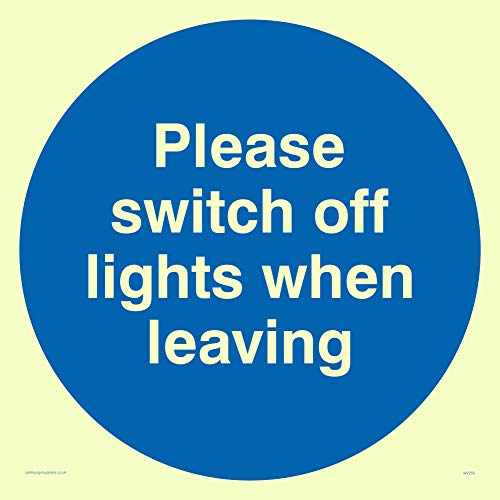 Viking segni mv259-s40-pv "spegnere luci" Sign, Photo Luminescent sticker, 400 mm altezza x 400 mm larghezza