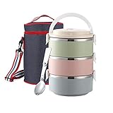 WORTHBUY Bento Lunch Box Stainless Steel Leakproof Stackable Lunch Box with Insulated Bag and Reusable Flatware Set Food Storage Container for Adults(3-Tier)