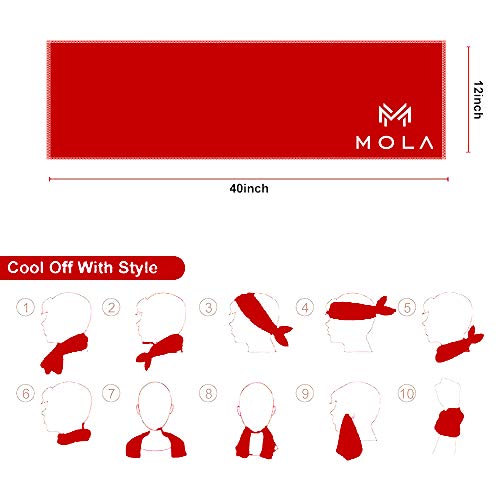 MOLA Cooling Towel, Ice Towel for Instant Cooling Relief - Cool Yoga, Gym, Golf, Bowling, Fitness, Pilates Towels (Stay Cool for Travel, Camping & Outdoor Activities - Cooling Neck Headband Bandana)