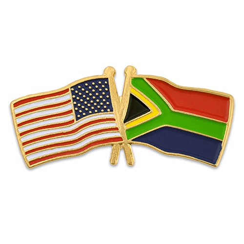 PinMart USA and South Africa Crossed Friendship Flag Enamel Lapel Pin