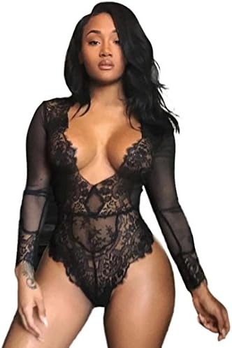 Hot Sale Women's Lingerie Lace Nightwear G-string Babydoll Dress Underwear Sleepwear by Neartime (L, Black)