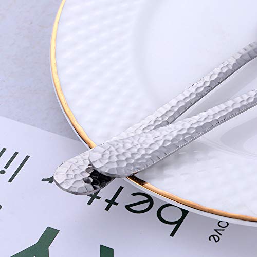 12-Piece Stainless Steel Tea Forks Set - 5.3 Inch Hammered Surface Dessert Forks For Restaurant & Home Use