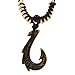 HZMAN Hawaiian Fish Hook Pendant Hemp Cord Chain - Maori Tribal Necklace