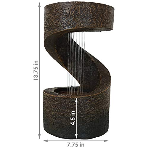 Sunnydaze Winding Showers Tabletop Water Fountain with LED Light, Indoor Contemporary Waterfall Feature, 13-Inch Tall - Thumbnail 3