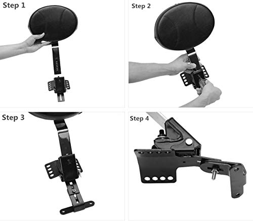 Plug-in Diamond Stitching Driver Rider Backrest with pocket Custom Made for 1997-2018 Touring Models, Adjustable Detachable