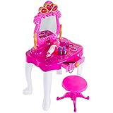 Pretend Play Princess Vanity with Stool, Accessories, Lights, Sounds by Hey! Play!