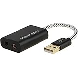 USB Audio Adapter, CableCreation Hi-Fi External USB Stereo Sound Adapter for Windows, Mac, Linux Extra, Plug and play No External drivers, 10CM/Black Color