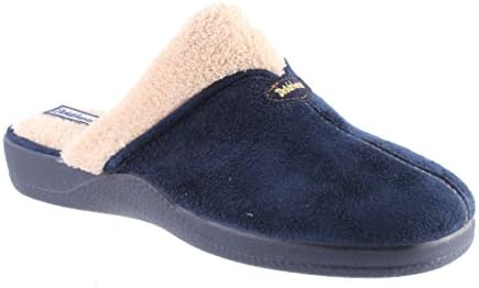DeValverde Ladies Comfort Mule Slipper in Chilli Red or Navy