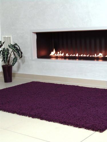 benuta Shaggy Swirls Rug Purple 120x170 cm (3ft11 x 5ft7) - pollution-free - 100% Polypropylene - Plain - Machine woven - Living room by benuta
