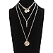 MOLOCH Layered Choker Necklace Delicate Multilayer Chain Insignia Coin Pendant Necklace Set Women Jewelry (Gold)