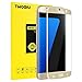 Samsung S7 Edge Screen Protector, TWOBIU(TM) Clear Tempered Glass Covering Edge 9H Hardness HD Anti Bubble (Gold)